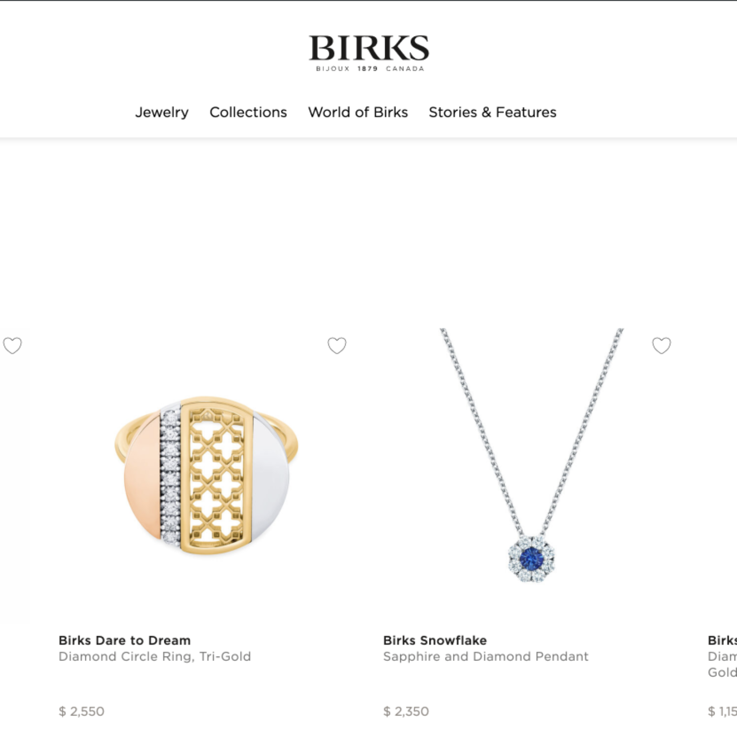 PLP for Birks.com-Luxury UI/UX Design Agency